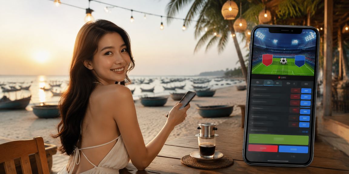 Quán cà phê Mũi Né minh họa trải nghiệm casino mobile trong chuyến đi